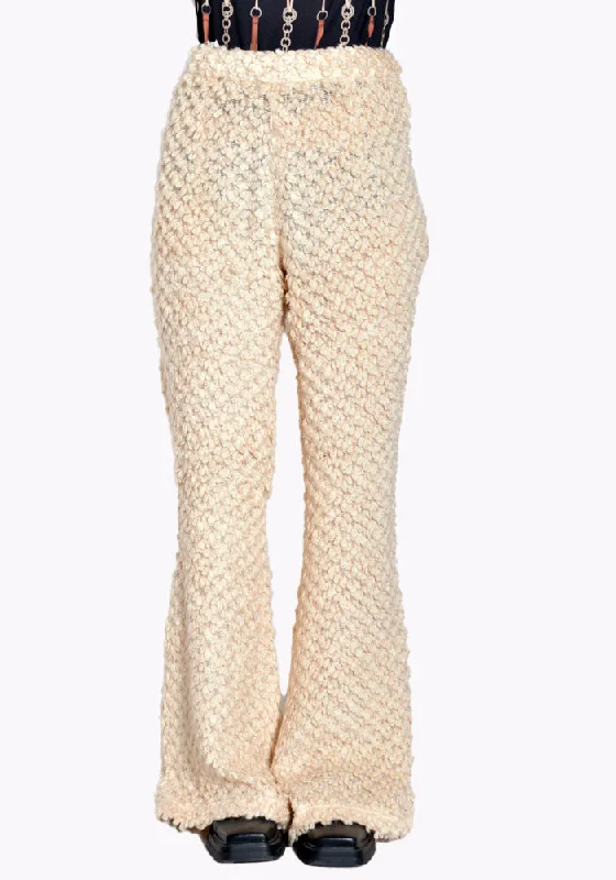 Women’s ripped jeans for edgy look -ROKH R1CA73 JP 04 KNITTED TOUSERS IVORY