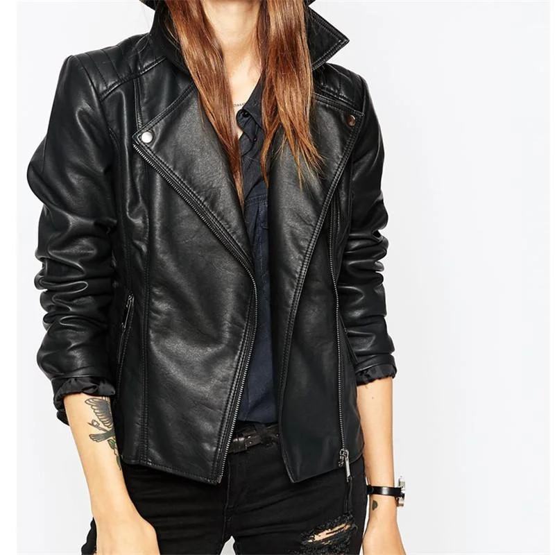 Women’s belted trench coats for chic silhouette -New Fashion Autumn Street Women's Short Washed PU Leather Jacket