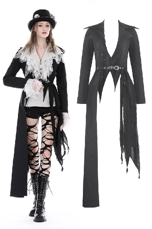 Women’s puffed sleeve jackets for dramatic flair -Punk irregular long coat JW252