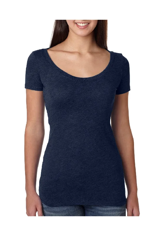 Women’s oversized t-shirt tops for casual days -Next Level Womens Jersey Short Sleeve Scoop Neck T-Shirt - Vintage Navy Blue - Closeout