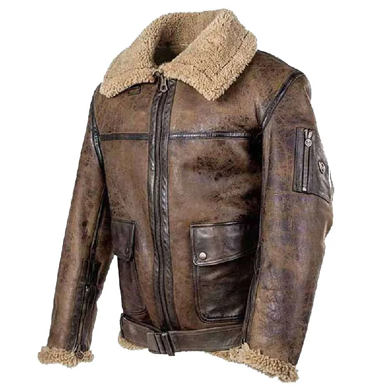 Women’s quilted jackets for practical warmth -Arnold Schwarzenegger Aviator Distressed Leather Jacket Brown