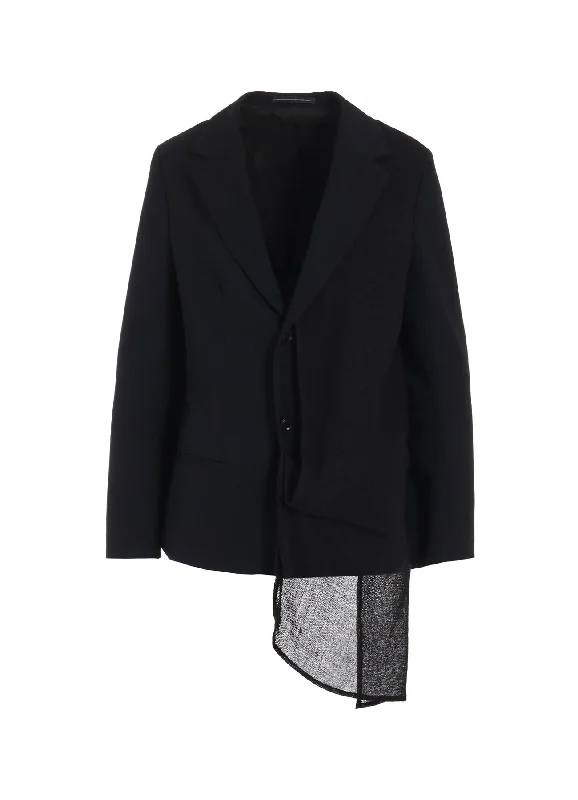 Women’s pleated coats for vintage-inspired style -WOOL GABARDINE LEFT DOUBLED JACKET