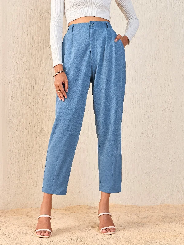 Women’s tailored trousers for professional look -Women Airforce Blue Tapered Pants