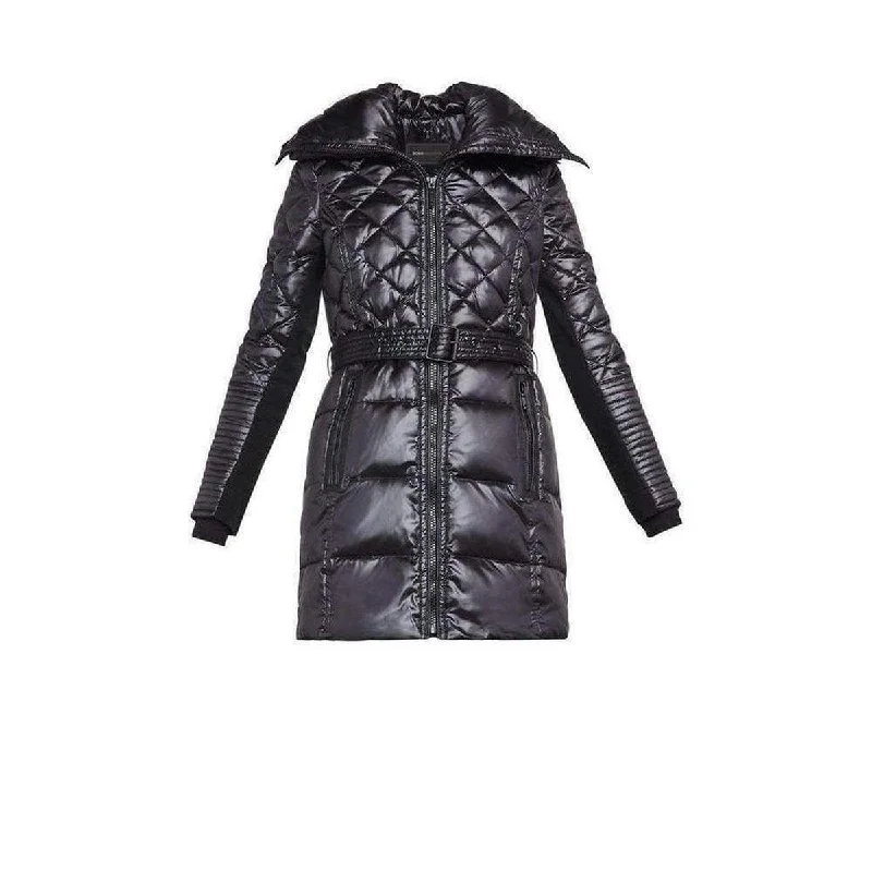 Women’s leather jackets for edgy look -Lauren Black Bomber Puffer Coat 10821BM