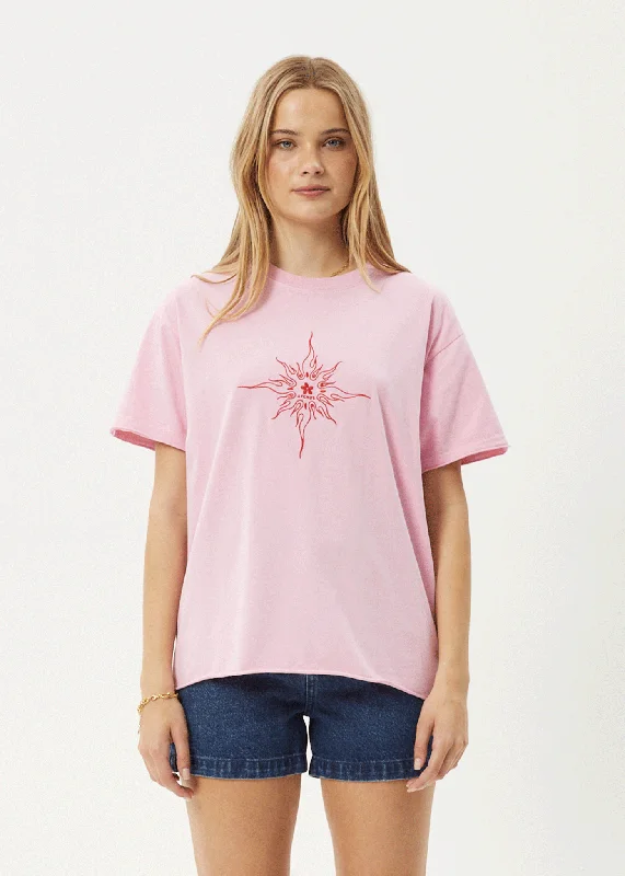 Women’s asymmetric tops for modern silhouette -AFENDS Womens Sunny - Oversized Tee - Pink