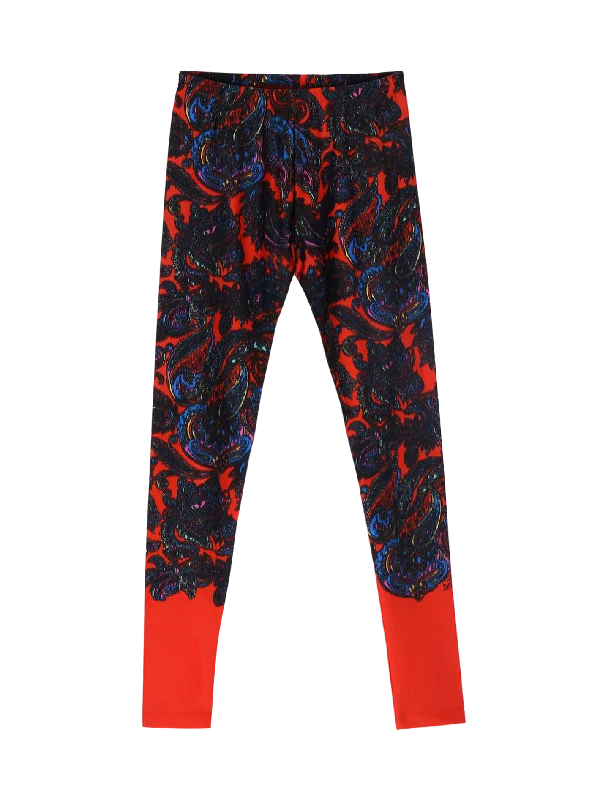 Women’s zip-up pants for easy wear -paisley-print leggings