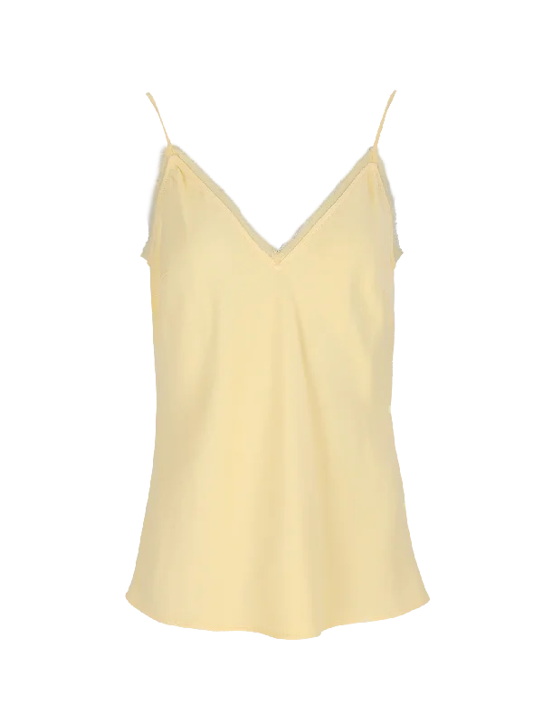 Women’s chiffon tops for lightweight wear -satin v-neck cami