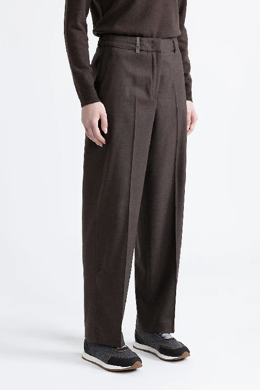 Women’s zippered cargo pants for utility wear -Wool and cashmere classic trousers