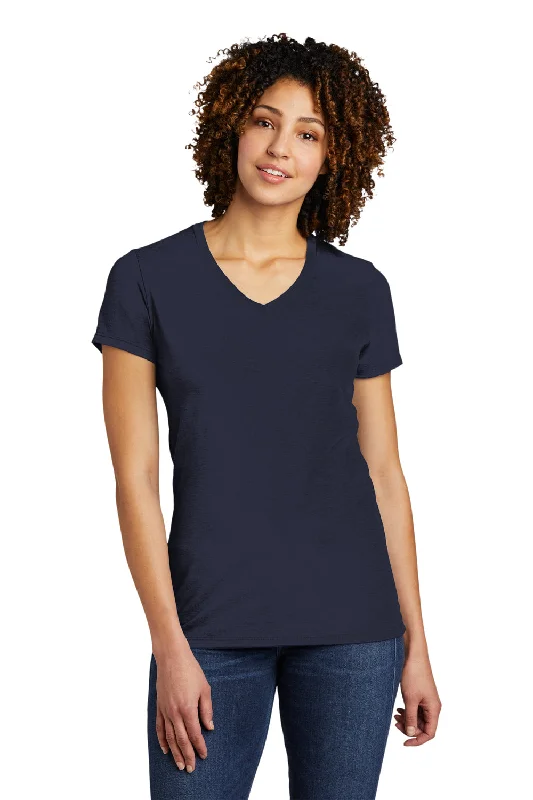 Women’s v-neck tops for flattering fit -Allmade Womens Short Sleeve V-Neck T-Shirt - Night Sky Navy Blue