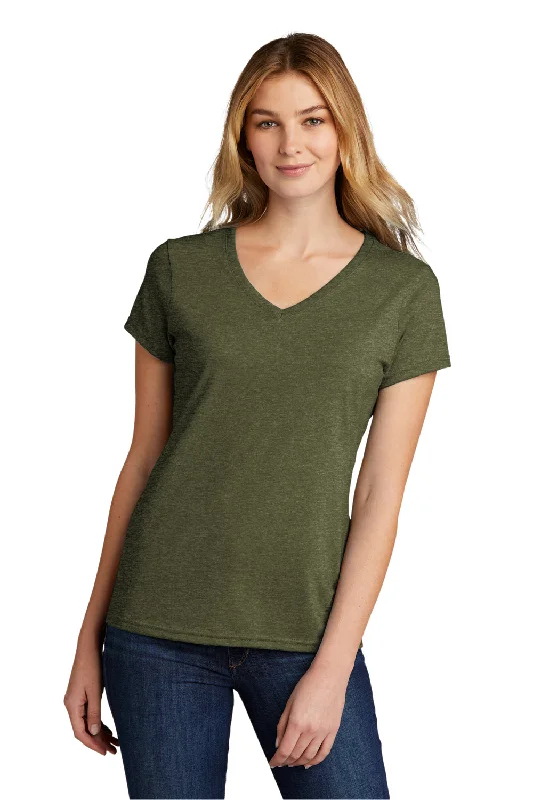 Women’s smocked tops for trendy design -Port & Company Womens Short Sleeve V-Neck T-Shirt - Heather Military Green