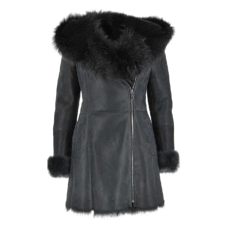 Women’s fur-lined jackets for luxurious style -Women Vintage Toscana Shearling Leather Coat