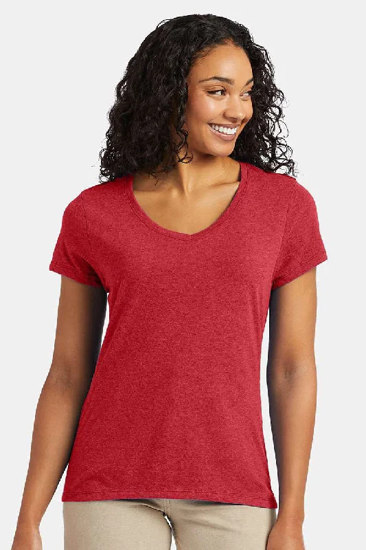 Women’s sleeveless blouses for casual summer wear -Hanes Womens X-Temp FreshIQ Moisture Wicking Short Sleeve V-Neck T-Shirt - Red