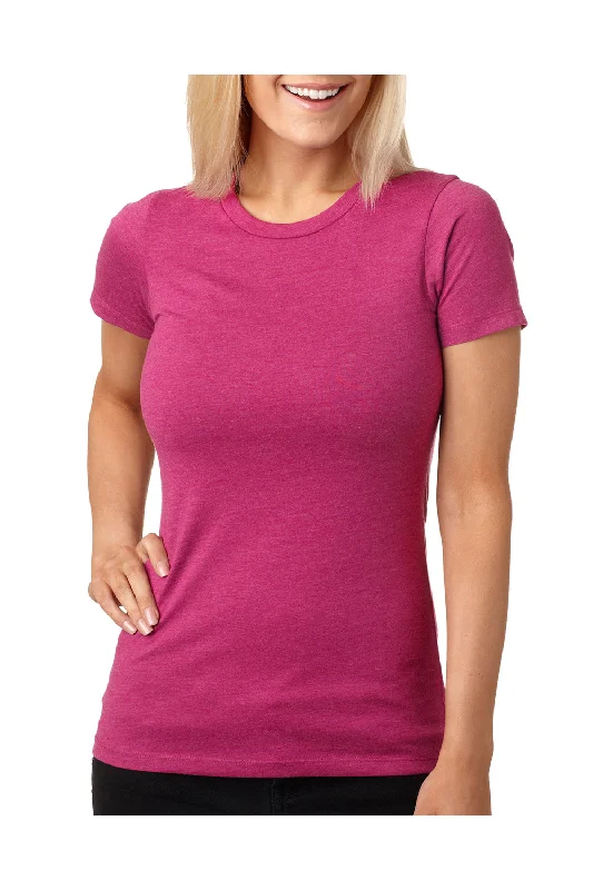 Women’s puff sleeve tops for dramatic flair -Next Level Womens CVC Jersey Short Sleeve Crewneck T-Shirt - Raspberry Pink - Closeout