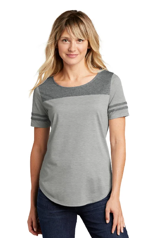 Women’s kimono tops for elegant drape -Sport-Tek Womens Fan Moisture Wicking Short Sleeve Crewneck T-Shirt - Heather Light Grey/Heather Dark Grey