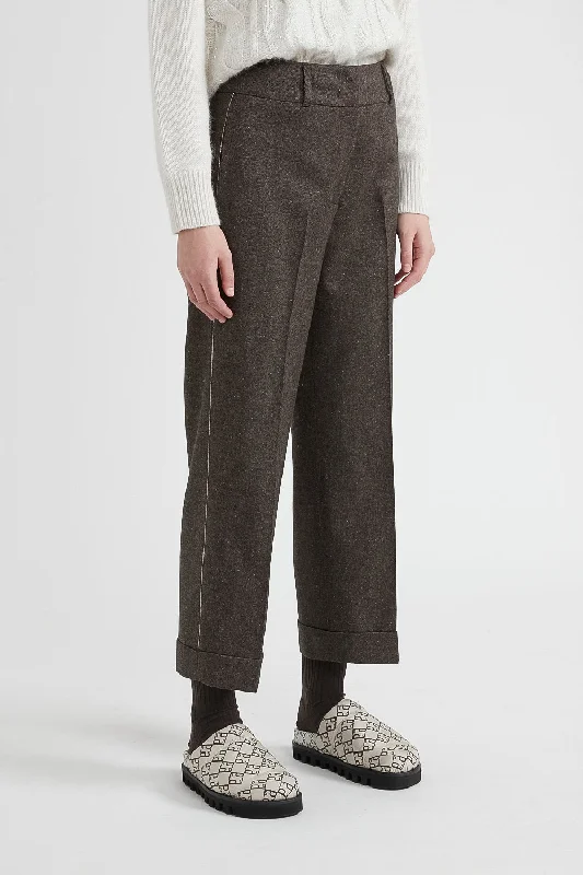 Women’s wide-leg pants for comfortable style -Wool, cashmere and silk trousers