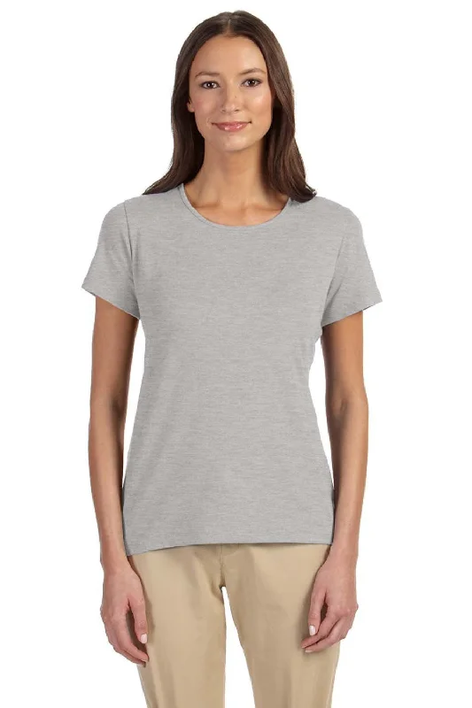 Women’s statement tops for bold fashion -Devon & Jones Womens Perfect Fit Short Sleeve Crewneck T-Shirt - Heather Grey