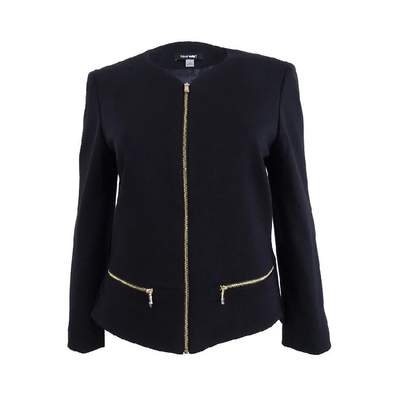 Women’s pleated coats for vintage-inspired style -Nine West Women's Ponte Zip-Front Jacket