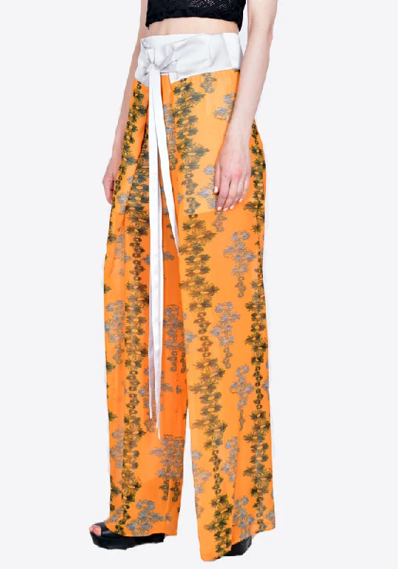 Women’s utility pants for practical fashion -KIKO KOSTADINOV KKWSS22T03 MINIATA TIE TROUSER COASTAL FLORAL/MOON BEAM