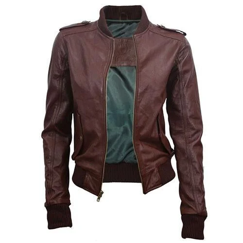 Women’s fleece-lined jackets for extra warmth -Super Tweed Women Bomber Leather Jackets