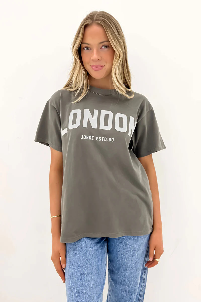 Women’s puff sleeve tops for dramatic flair -JORGE LONDON TEE - CHARCOAL