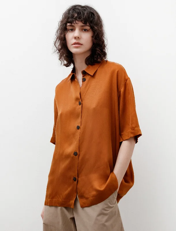 Women’s oversized tops for comfortable fit -Piero Shirt Satin Cupro Amber