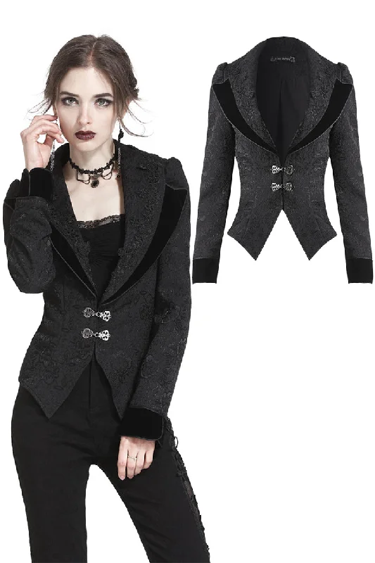 Women’s faux suede jackets for trendy look -Elegant double collar Jacquard jacket JW179