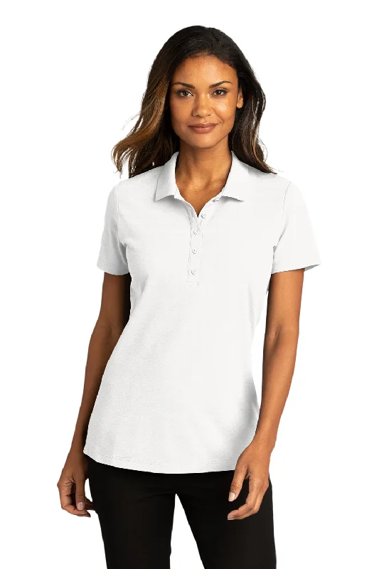 Women’s relaxed fit tops for comfortable wear -Port Authority Womens React SuperPro Snag Resistant Short Sleeve Polo Shirt - White