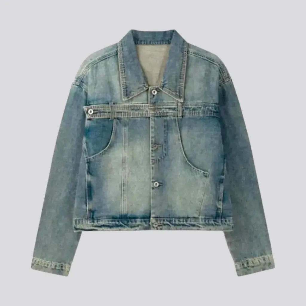 Women’s biker jackets for tough-chic style -Crop fit vintage denim jacket for men