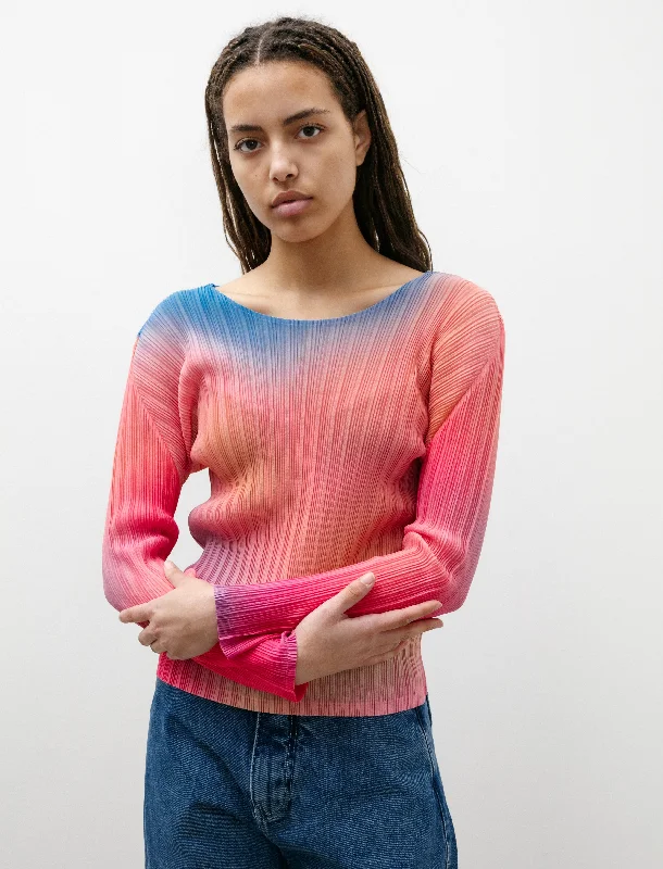 Women’s cold shoulder tops for modern look -Melty Rib Pullover Pink