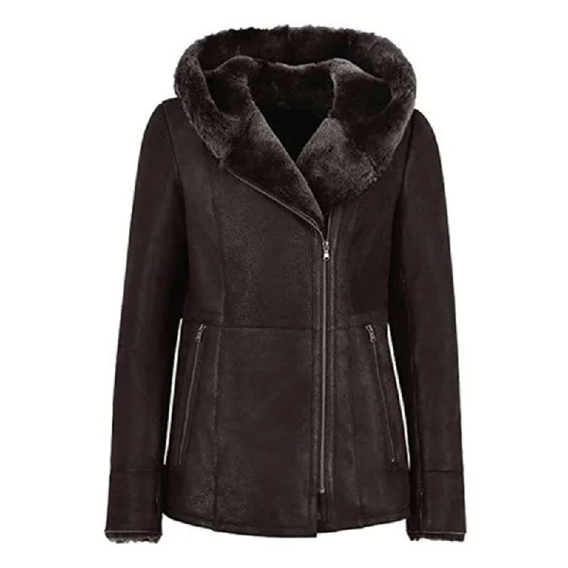 Women’s winter coats for cold weather protection -Women's Hooded Shearling Coat