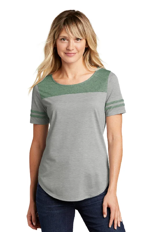 Women’s ringer t-shirts for retro style -Sport-Tek Womens Fan Moisture Wicking Short Sleeve Crewneck T-Shirt - Heather Light Grey/Heather Forest Green