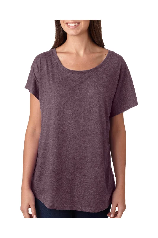 Women’s slouchy tops for laid-back fashion -Next Level Womens Dolman Jersey Short Sleeve Scoop Neck T-Shirt - Vintage Purple