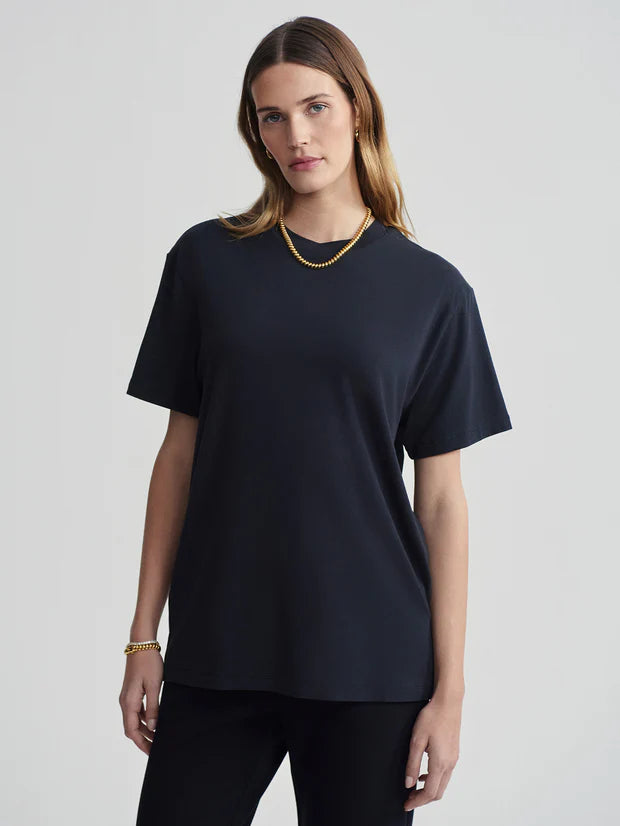 Women’s cami tops for layering outfits -Leighton Boyfriend Tee - Black