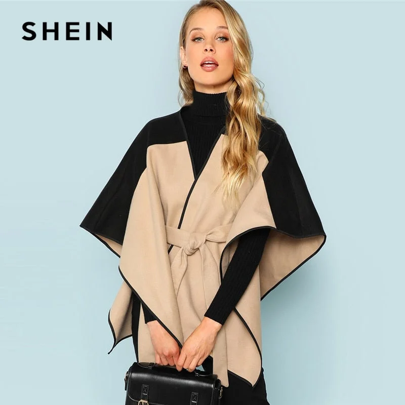 Women’s quilted jackets for practical warmth -SHEIN Khaki Cut and Sew Lace Up Coat Elegant 3/4 Sleeve Belted Outer Coats Women Autumn Modern Lady Highstreet Fashion Coats