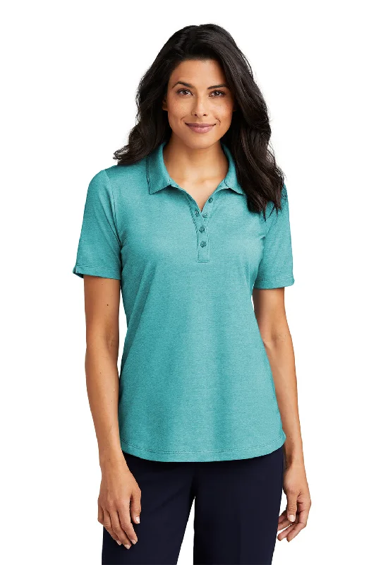 Women’s patchwork tops for unique style -Port Authority Womens Moisture Wicking Fine Pique Short Sleeve Polo Shirt - Heather Dark Teal