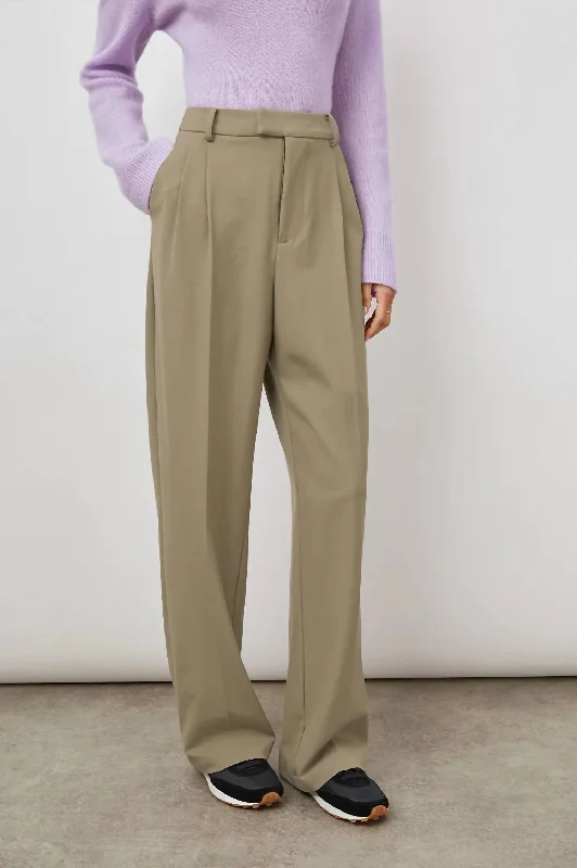 Women’s pleated wide-leg pants for elegant wear -Marnie Pant In Almond