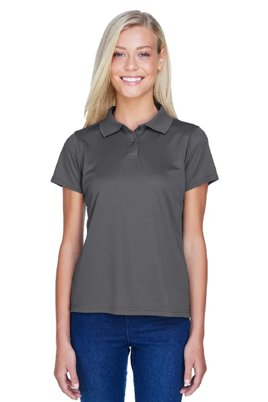 Women’s oversized tops for comfortable fit -Harriton Womens Polytech Moisture Wicking Short Sleeve Polo Shirt - Charcoal Grey