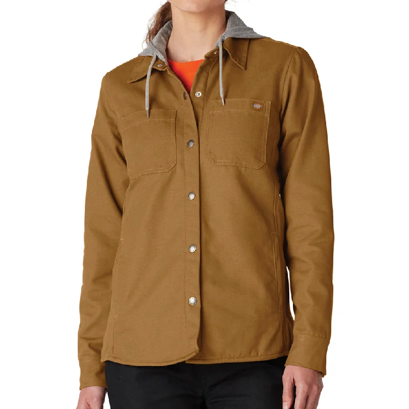 Women’s hooded coats for cold weather protection -Women's Dickies Duck Hooded Shirt Jacket