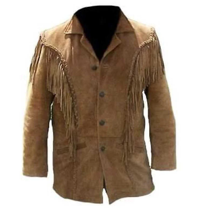 Women’s shearling-lined jackets for cozy comfort -Cowboy Fringe Leather Coat