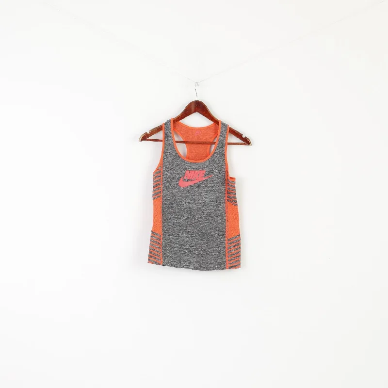 Women’s bohemian tops for free-spirited style -Nike Women S Shirt Gray Orange Neon Sportswear Stretch Sleeveless Vest Top