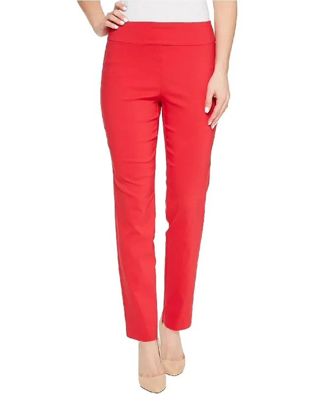 Women’s linen pants for lightweight comfort -Straight Leg Pants In Red