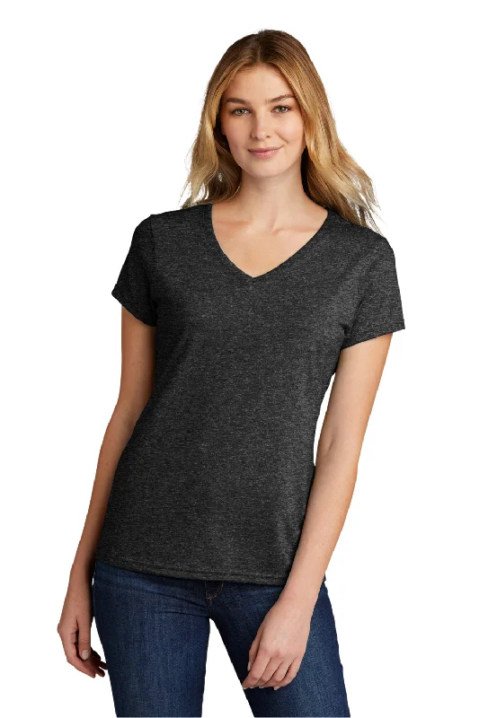 Women’s slouchy tops for laid-back fashion -Port & Company Womens Short Sleeve V-Neck T-Shirt - Heather Black