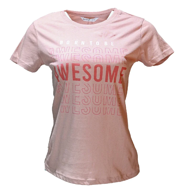 Women’s dress pants for formal occasions -Pink Awesome Printed T Shirt