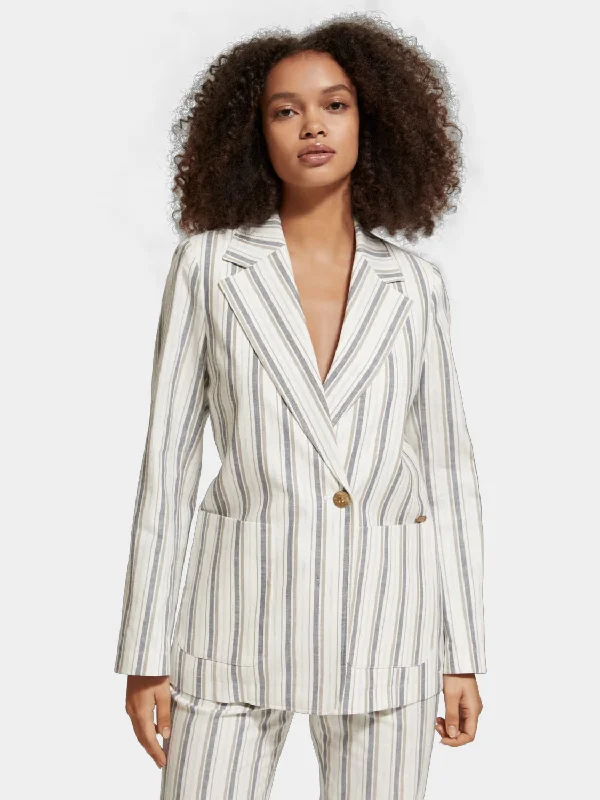 Women’s wool-blend coats for everyday wear -Lurex striped blazer