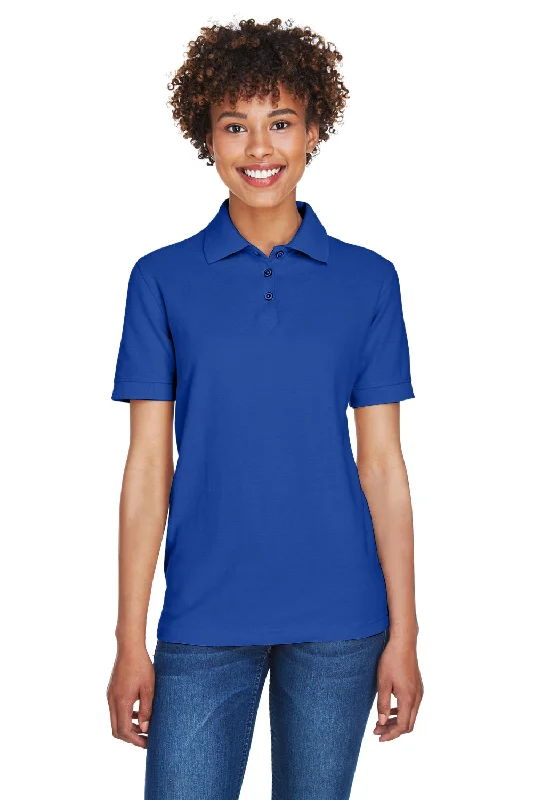 Women’s knitted blouse tops for texture -UltraClub Womens Whisper Short Sleeve Polo Shirt - Royal Blue - Closeout