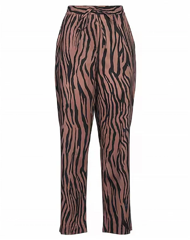 Women’s jogger leggings for sporty look -Women Zebra Print Pant In Chocolate.