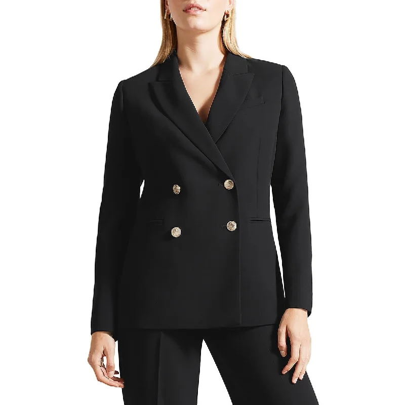 Women’s oversized wool coats for ultimate warmth -Womens Shoulder Pads Office Wear Double-Breasted Blazer