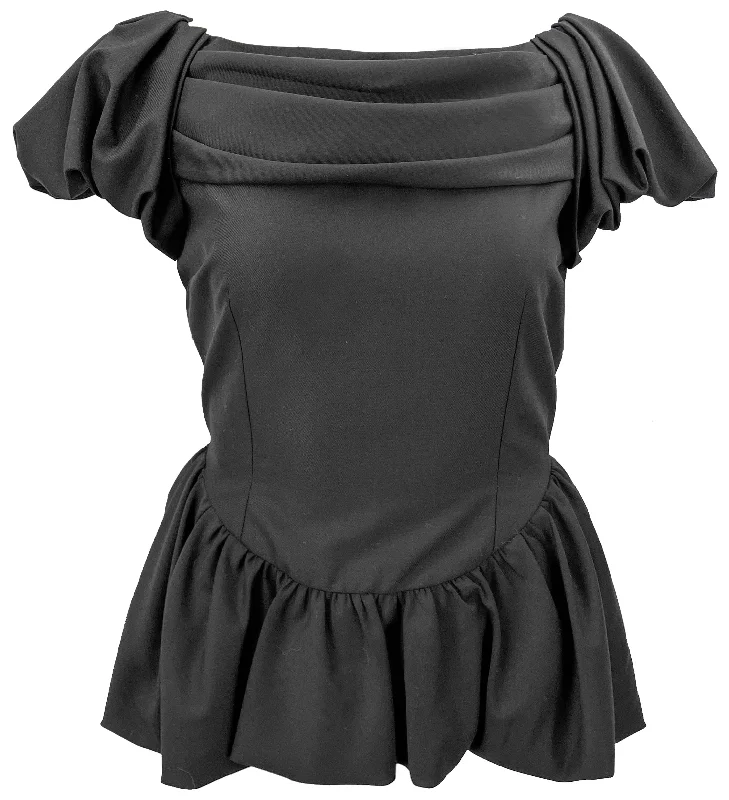 Women’s cropped tops for trendy fashion -Simone Rocha Sculpted Short Sleeve Top in Black