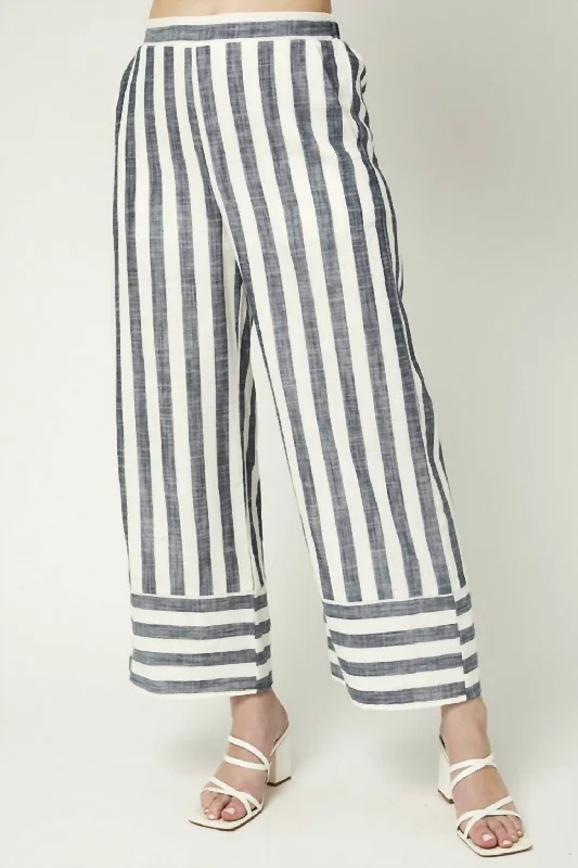 Women’s checked shorts for trendy summer style -The Good Life Stripe Pant In Navy/white