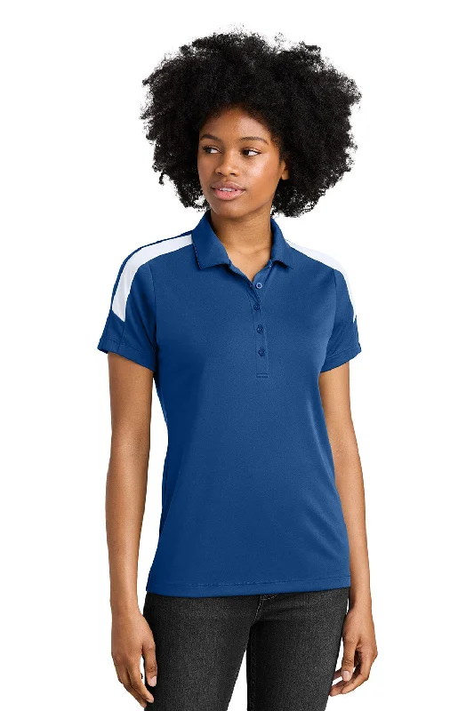 Women’s ruched tops for textured fit -Sport-Tek Womens Moisture Wicking Competitor United Short Sleeve Polo Shirt - Royal Blue/White - New